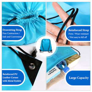 Benutzer definiertes Logo Günstige wasserdichte Reise Werbe Nylon Polyester 210D <span class=keywords><strong>Draw</strong></span> String Rucksäcke Schuhe Gym Kordel zug Taschen - Product Image 5