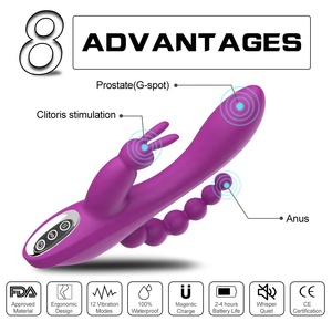 Vibrador Anal 3 <span class=keywords><strong>en</strong></span> 1 para mujer y parejas, estimulador <span class=keywords><strong>del</strong></span> clítoris con Triple curva, 12 funciones, consolador impermeable - Product Image 6