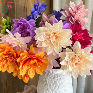 Arreglo de flores artificiales de dalias, flores de seda para decoración de bodas y hoteles, decoración floral redonda para pared. - Product Image 4