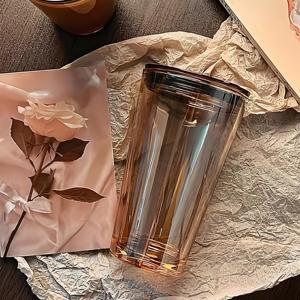 450ml semplice e moderno vetro <span class=keywords><strong>Aurora</strong></span> doppia tazza colorata paglia tè latte coperchio nuovo Design Tumbler per <span class=keywords><strong>caffè</strong></span> - Product Image 6