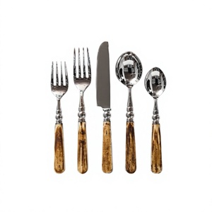 Ensemble de couverts en métal de haute qualité avec manches en os, finition miroir, couverts durables pour les mariages, la restauration et la table - Product Image 1