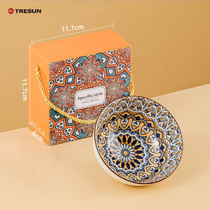 結婚式の記念品 小さな4.5インチの食器 磁器 ボヘミアンスタイル 日本製陶器ボウルセット ギフトボックス スプーン付き - Product Image 6