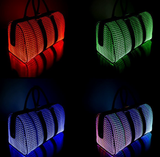 Luminous LED Fiber Optic Travel APP Control Glowing Duffle Bag Rechargeable Illuminated Lage For Trip