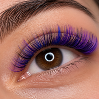 Extensions de cils individuels synthétiques colorés (rouge, violet, bleu, rose, blanc, marron) – Volume naturel, brins uniques