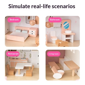 Château de princesse en bois, maison de poupée rose, villa de jeu pour les tout-petits, jouet interactif parent-enfant - Product Image 5