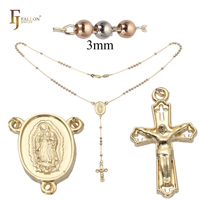 Z54190206 FJ Fallon Bijoux de mode italiens, collier chapelet catholique Vierge de Guadalupe plaqué or 14 carats bicolore