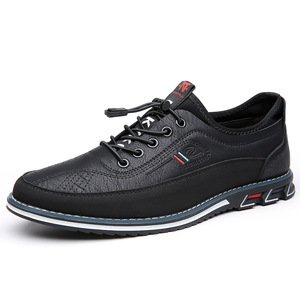 Chaussures pour hommes en cuir à lacets, bout rond, respirantes, semelle intermédiaire en EVA, semelle extérieure en caoutchouc, toutes saisons, usage décontracté - Product Image 5