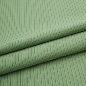ผ้า Parker Rib Lycra 4x2 ความหนา 240 GSM สีเขียว ผ้าถักแบบริบเนื้อเจอร์ซีย์ ขนาด 58/60 นิ้ว ผ้ายืดผสมคอตตอน สำหรับเสื้อผ้าสตรีและเสื้อสเวตเชิ้ต - Product Image 1