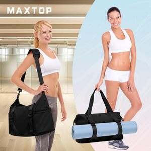 Free sample OEM Large <b>Gym</b> Bag for Women Sports Duffel Bag with Hidden Yoga Mat Holder Workout Dance <b>Tote</b> Bag with Wet Pocket - Product Image 3