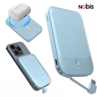 Batterie externe magnétique sans fil 5000 mAh, charge rapide PD 22,5 W, ultra-mince, mini chargeur portable pour téléphone mobile