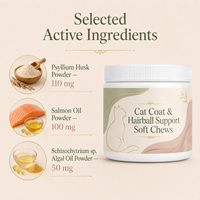 Jinmao Cat Coat & Hairball Support Soft Chews-Grain-Free Fast Absorption Biotin Zinc Vitamin E Kulit Sehat Bulu Berkilau Aman