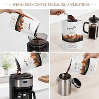Sachet de café à fond plat imprimé sur mesure avec fermeture éclair pour l'emballage de café en grains entiers torréfiés
