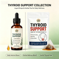 Collection de soutien de la thyroïde OEM : Tisane et gouttes liquides – 8 suppléments botaniques + liquides pour le bien-être métabolique de la thyroïde et les soins quotidiens