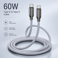 Câble USB-C PD de charge rapide en silicone premium de 1 m (3 pi) 60 W pour Samsung S24 25 26 IP 15 16 17
