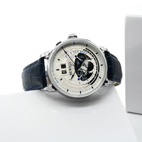 Uxury-reloj analógico de acero inoxidable con correa de cuero genuino, accesorio de pulsera de cuarzo apanese