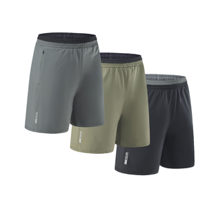 Shorts <span class=keywords><strong>de</strong></span> sport décontractés pour hommes, taille mi-haute, en tissu peigné, extensible quatre directions, respirant, séchage rapide, coupe ample, couleur unie foncée - Product Image 5