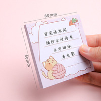 Bloc de notas autoadhesivo estilo gato bonito personalizado al por mayor, cuaderno con mensajes adhesivos de papel para estudiantes