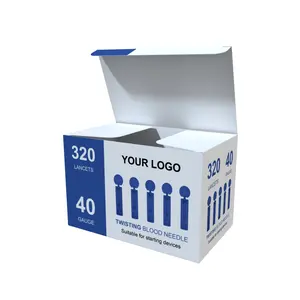 Custom Printed Twist Blood Lancet Devices Boxes White Card For Twist Top Lancets Blood Sugar Lancets Packaging