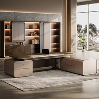 Ensemble de bureau de direction moderne et luxueux avec rangement, table modulaire en L haut de gamme avec tiroirs pour dossiers, solution complète pour le bureau