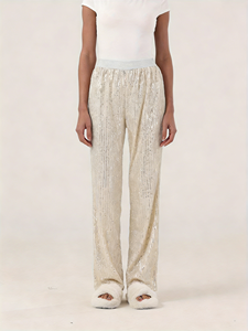 Pantalon large à paillettes pour femme avec doublure douce et agréable pour la peau, taille élastique non irritante, pantalon scintillant - Product Image 2