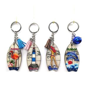 Florida MDF Custom <b>Ring</b> Simple Key <b>Ring</b> Bell for Travel Cartoon Wooden Keychain Oceans Decoration Personalized Souvenir on Sale - Product Image 2