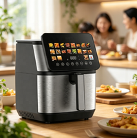 Nouvelle friteuse à air sans huile de 8,5 L de grande capacité, en acier inoxydable, 2100 W, double chauffage, écran tactile LED, 14 programmes prédéfinis