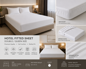 Sábana Ajustable Elástica Comercial al por Mayor, Sábana Ajustable de Algodón Blanco con Bolsillo Profundo para Hotel, Resort y Hospital - Product Image 3