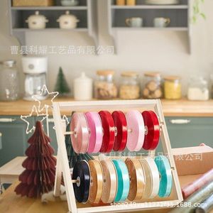 Wooden Ribbon Rack <b>Desktop</b> Storage Organizer Foldable Natural Wood Color Multipurpose For Craft Supplies - Product Image 1