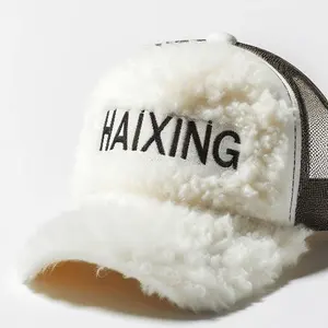 HaiXing 5 Panel Bär Gorras Mesh Sport Cap Benutzer definierte Logo Designer Kunst kaninchen Pelz Trucker Hut Herbst Winter und Pelz Trucker Hut