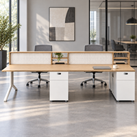 Poste de travail modulaire pour bureau, mobilier commercial pour 2, 4 ou 6 personnes avec cloison, armoire de rangement et structure en acier pour bureau d'équipe