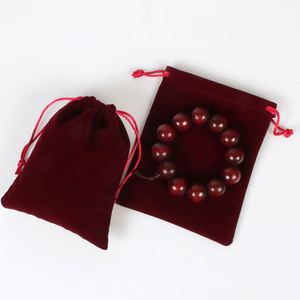Raw Edge Velvet with Silk Screen Printing Other <b>Textile</b> <b>Packaging</b> for Gift Jewelry Jewellery Pouch Dark Red, Green, Black, pink - Product Image 3