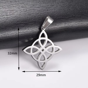 Collier Pendentif en Acier Inoxydable Nœud de Sorcière Croix pour Femme Homme, Breloques Religieuses Chrétiennes, Chaîne, Bijoux Métalliques Celtiques Nordiques - Product Image 2
