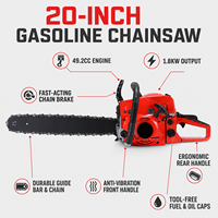 Tronçonneuse à essence 49,2 cm³ de 20 pouces, 3200W, robuste, pour bricolage, à longue portée, pour la foresterie, l'agriculture et la coupe de bois de chauffage, OEM