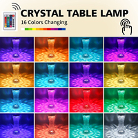 Lampe tactile RVB à 16 couleurs changeantes avec télécommande, lampe de table LED en cristal rose, lampes de bureau romantiques, selfie pour chambre à coucher
