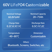 Batterie au lithium pour moto électrique OEM 60V60AH, longue durée de vie, cycle profond au lithium