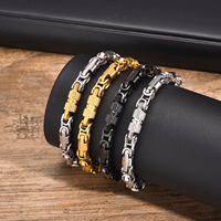 Bracelet byzantin en acier inoxydable de haute qualité pour hommes Gunmetal Black Durable Biker Trendy Fashion Silver Luxury Jewelry