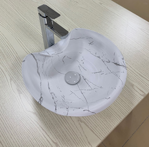 Fregadero de encimera de mármol negro y blanco mate moderno Lavabo de mano Lavado de Arte de cerámica <span class=keywords><strong>Becken</strong></span> para baño Lavabo de cerámica Lavabo de baño - Product Image 4