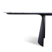 Table à manger rectangulaire haut de gamme de designer, plateau en marbre blanc fleuri, base en bois massif, mobilier moderne pour la maison, l'hôtel et le restaurant