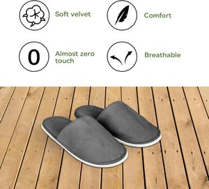 Pantuflas Desechables Ecológicas de Felpa Coral Gris Invernal de 7MM EVA para Hoteles 5 Estrellas, MOQ Bajo - Product Image 4