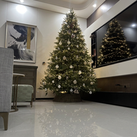 Arbre de Noël en sapin PE auto-éclairant à LED de haute qualité, 7-7,5 pieds, avec lumières claires/blanches chaudes, vente en gros d'usine JIAXUN