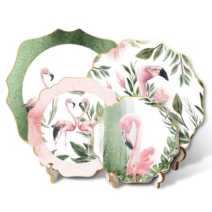 ชุดจานพอร์ซเลน4ชิ้นดีไซน์ใหม่ชุดจานลายกระดูกจีนสีสันสวยงามชุดจานอาหารค่ำงานแต่งงาน - Product Image 1