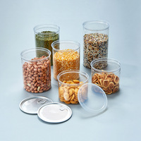 Pot de conservation alimentaire en plastique transparent avec anneau de serrage à vis en PET de calibre 85 mm, récipient hermétique, plusieurs couvercles en option