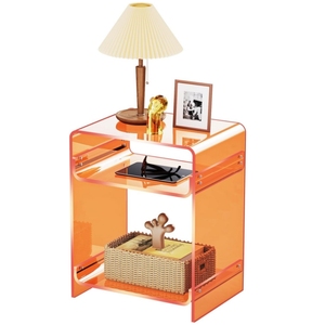 Wholesales Customized Acrylic End <strong>Table</strong> <strong>Record</strong> <strong>Player</strong> <strong>Table</strong> with Storage Shelf Clear Side <strong>Table</strong> Nightstand - Product Image 1