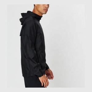 Mens Casual Fashion Custom <b>Black</b> Polyester <b>Runner</b> Jackets Men's Hooded Jackets Coats Windbreaker Jacket - Product Image 4