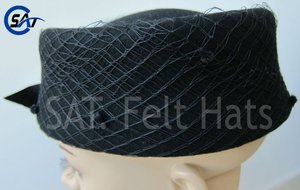 <span class=keywords><strong>Cappello</strong></span> a cilindro da donna in feltro di lana nero con piume, per l'inverno, da esterno, per adulti - Product Image 4