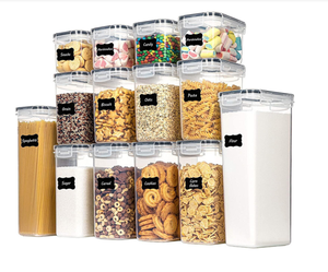 Set <span class=keywords><strong>di</strong></span> 8 Contenitori Classici in Plastica Impilabili per Alimenti con Chiusura a Scatto e Conservazione della Freschezza per Uso in <span class=keywords><strong>Cucina</strong></span> - Product Image 5