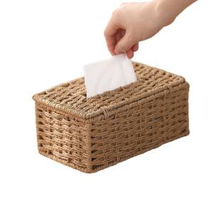 Boîte à mouchoirs <span class=keywords><strong>de</strong></span> bureau moderne et luxueuse, accessoire <span class=keywords><strong>de</strong></span> maison élégant, avec couvercle rectangulaire vintage, porte-serviettes <span class=keywords><strong>en</strong></span> corde <span class=keywords><strong>de</strong></span> papier tissé à la main - Product Image 2