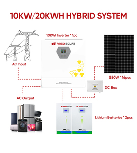 AMSO <b>Solar</b> Hybrid System Full Package 10KW 20Kwh Lithium Ion Battery System Photovoltaic 20Kw Home <b>Solar</b> <b>Power</b> <b>Kit</b> Complete Set - Product Image 2