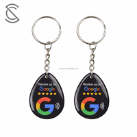 Vente en gros de mini-porte-clés NFC NTAG213 en époxy, 13,56 MHz, carte intelligente RFID, lien de commentaires Google, paiement sans argent liquide, étanche