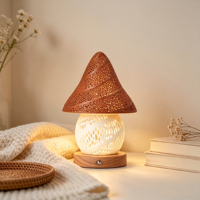 Nueva Lámpara de Mesa LED de Plástico con Textura Ondulada Impresa en 3D, Estilo Art Deco, Color Crema, Luz Nocturna para el Dormitorio, Decoración de Interiores para el Hogar